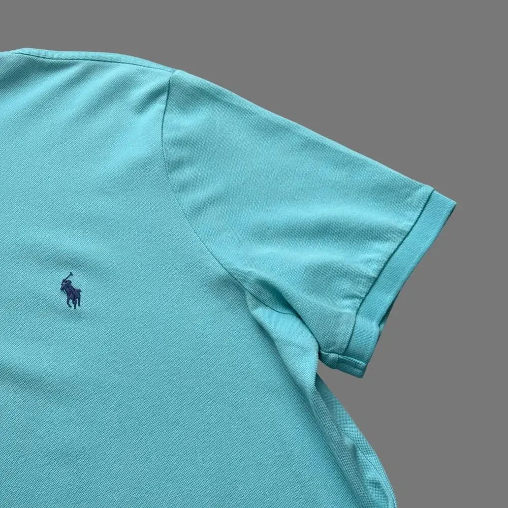 Polo Ralph Lauren Turquoise Stretch Mesh Knit Polo Large GUC